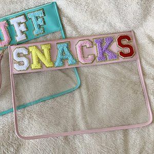 Clear Vinyl Pouches with Chenille Letter Patches